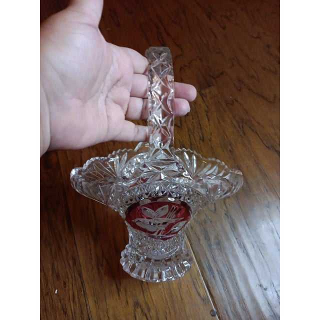 Glass 1970s Hofbauer Crystal Made in Germany Decorative Basket Vase For Sale - Image 7 of 13