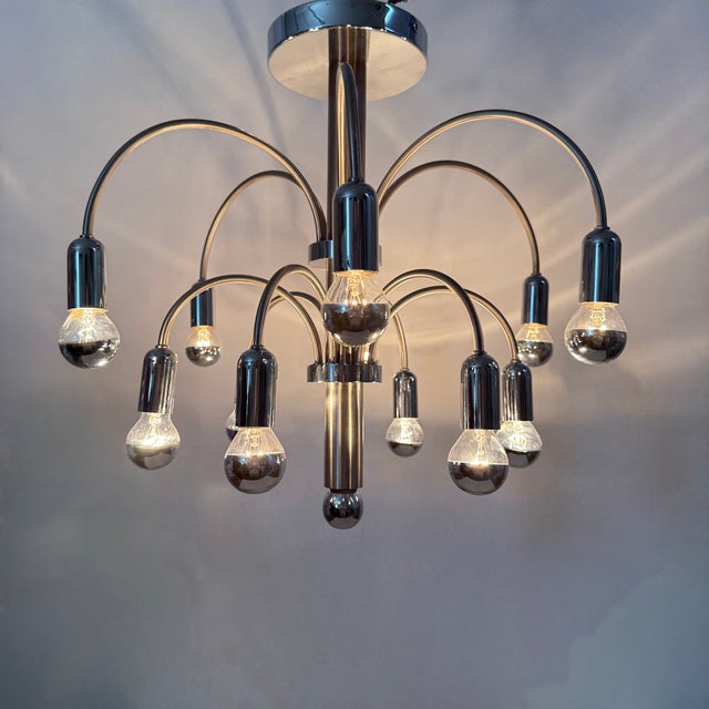 Vintage Chromed Brass Ceiling Lamp from Sciolari, 1970s For Sale - Image 9 of 18