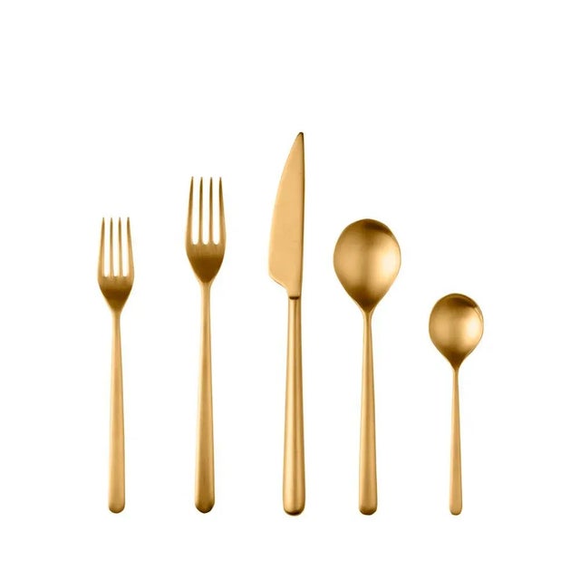 Contemporary Mepra Linea 20-Piece Flatware Set, Ice Oro For Sale - Image 3 of 3