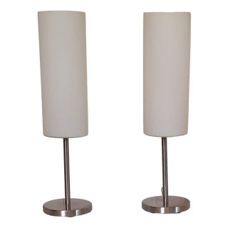 Vintage Table Lamps with Metal Frame and Opaque White Glass Shade, 2000s, Set of 2 For Sale