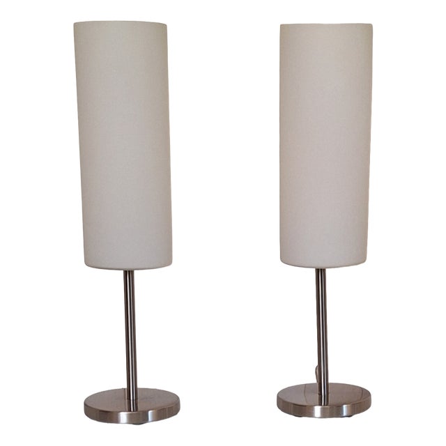 Vintage Table Lamps with Metal Frame and Opaque White Glass Shade, 2000s, Set of 2 For Sale