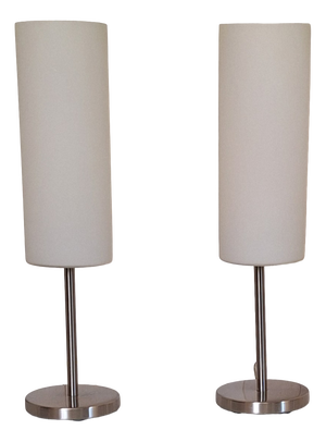 Vintage Table Lamps with Metal Frame and Opaque White Glass Shade, 2000s, Set of 2