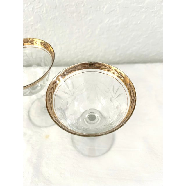 Victorian Midcentury Etched Crystal Cocktail Glasses, Set of 8 For Sale - Image 3 of 5