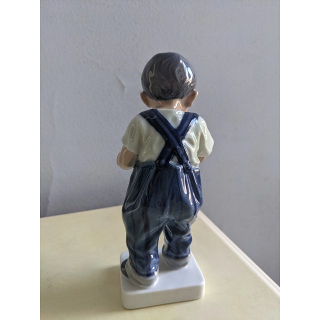 Figurative Vintage Royal Copenhagen Dahl Jensen Porcelain Figurine Boy With Pipe 1027 For Sale - Image 3 of 7