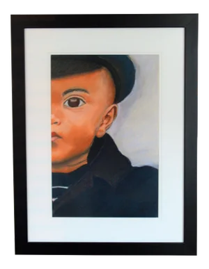 Charcoal Pastel Young Boy Portrait Drawing