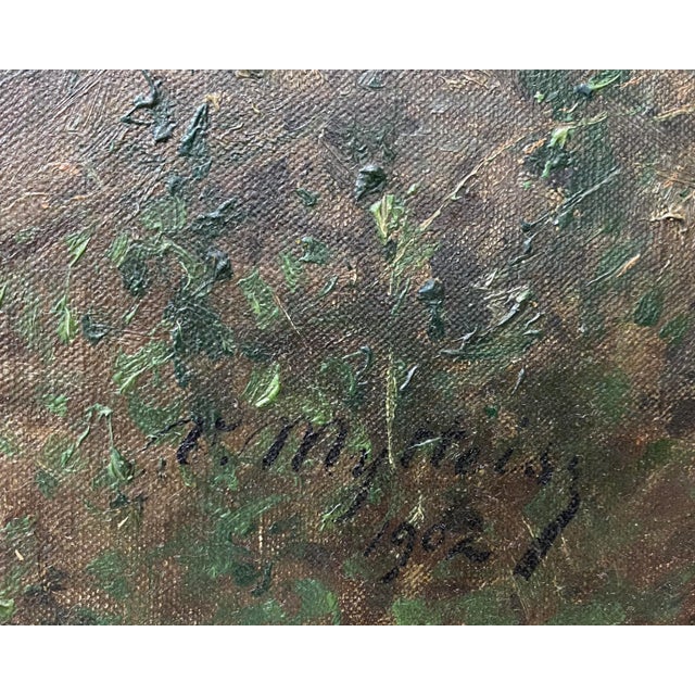 Early 20th Century Victor Mytteis Hungarian Country Landscape With Figures C.1902 For Sale - Image 5 of 12