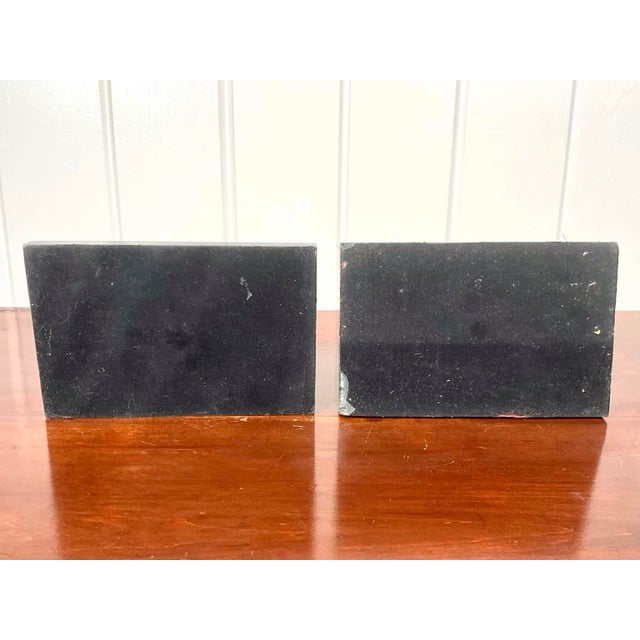 Pair of Vintage Bronze Belle Époque Style Bacchic Putti Bookends on Verde Marble, in the Manner of Auguste Moreau For Sale - Image 11 of 12