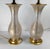 Mid-Century Pair of Italian Murano White and Clear Latticinio Lamps With Gilding For Sale - Image 4 of 12