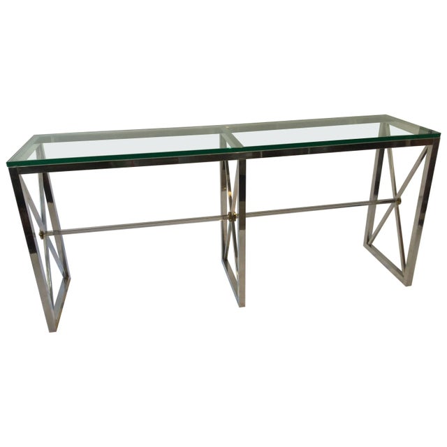1980s Chrome/Glass Classical “X” Console For Sale - Image 11 of 11