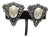 Rhinestone and Faux Pearl Blackened Clip-on Earrings For Sale