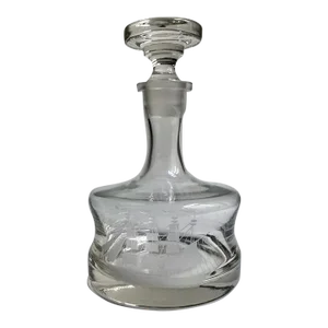 Circa 1970 Toscany Co. Etched "Clipper Ship" Crystal Decanter