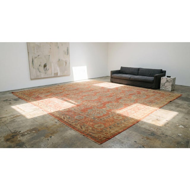 Majestic Rose-Pink Color Traditional Style Antique Turkish Oushak Smyrna Rug For Sale - Image 9 of 9