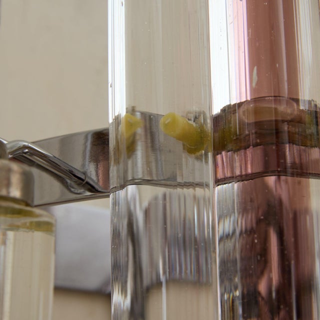 Glass Pair of Pink Triedri Glass Sconces by Venini, 1960s For Sale - Image 7 of 11