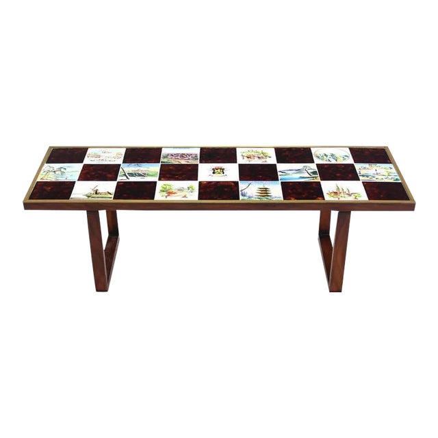 Metal Mid Century Modern Checker Style Tile Top Coffee Table For Sale - Image 7 of 7