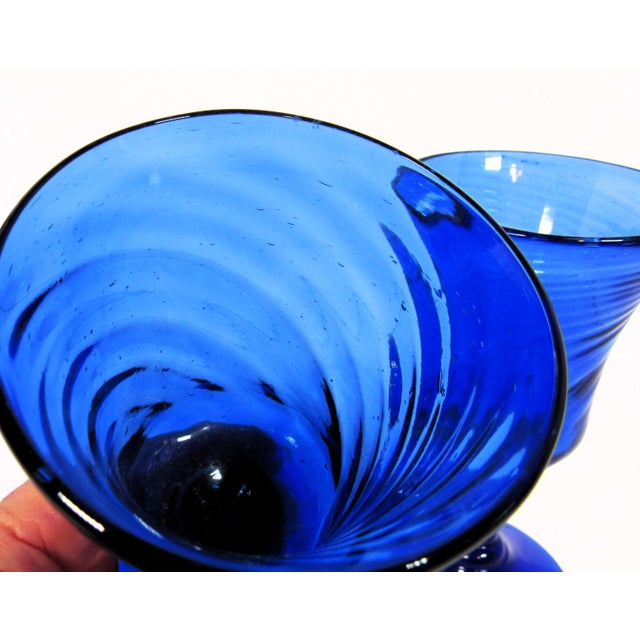 Vintage Blown Glass Cordials Cobalt Blue - a Pair For Sale In New Orleans - Image 6 of 8