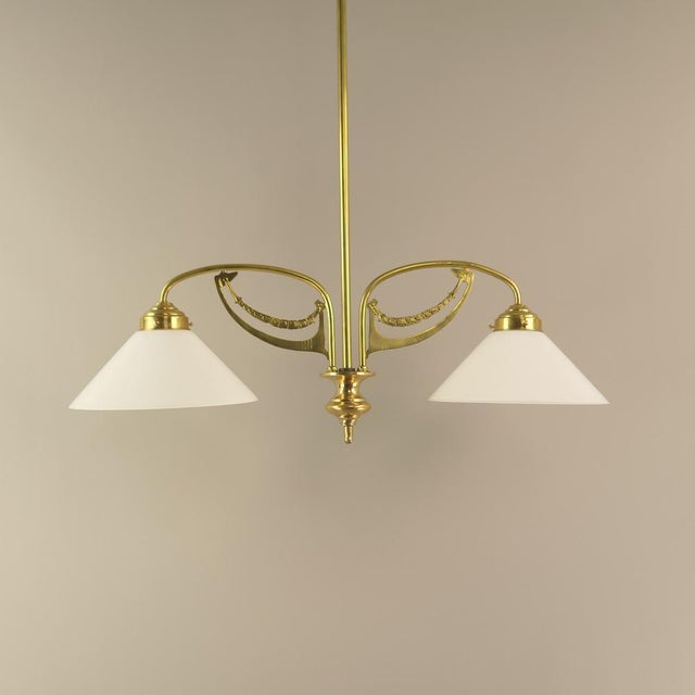 Art Nouveau Brass Chandelier, Vienna, 1910s For Sale - Image 11 of 14