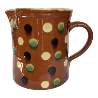 Vintage Jean-Christophe Hermann French Provincial Polka Dot Pottery Pitcher For Sale