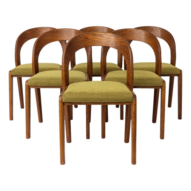 Mid-Century Modern German Dining Chairs in Oak, 1970s, Set of 6 For Sale