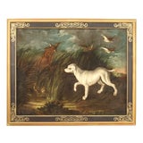French Artist, Landscape with Dog, 1750, Oil on Canvas, Framed For Sale