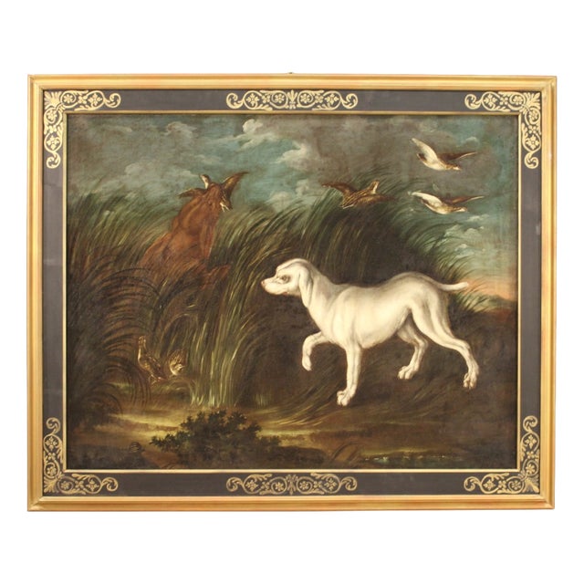 French Artist, Landscape with Dog, 1750, Oil on Canvas, Framed For Sale