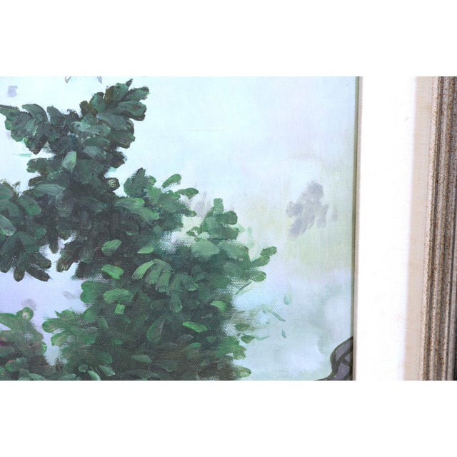 Green Hua Sanchuan Viewing Flowers Contemporary Figurative Asian Acrylic Painting on C For Sale - Image 8 of 8