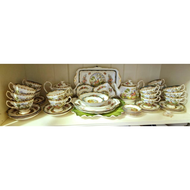 Chelsea Bird Service with Blue Edge from Royal Albert, Set of 53 For Sale - Image 6 of 10