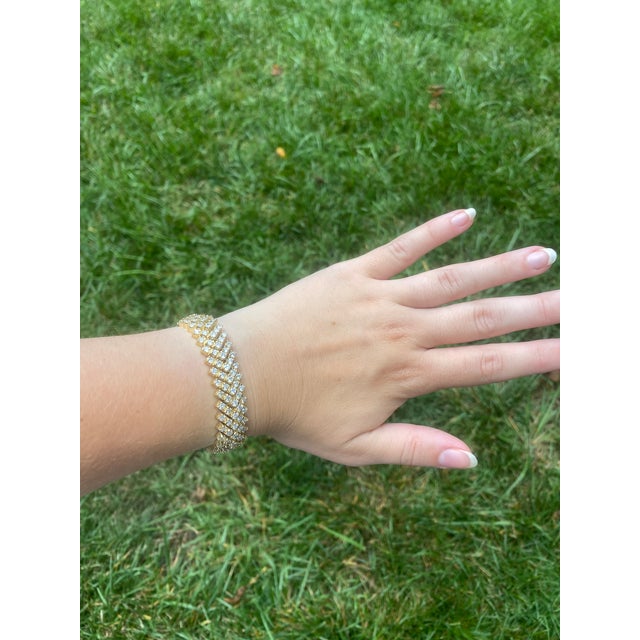 2010s 10ctw Diamond Link Bracelet, 14k Yellow Gold, Tennis Bracelet For Sale - Image 5 of 5