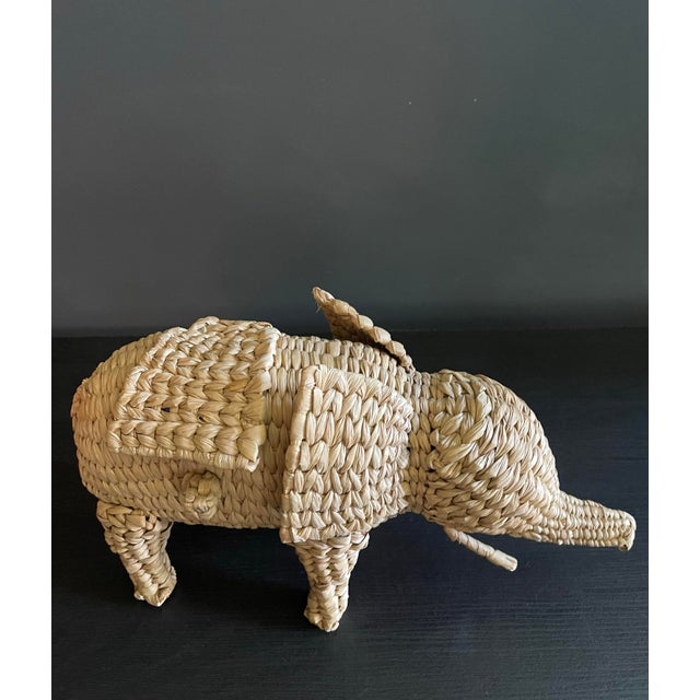 Textile Late 20th Century Mexican Artisan Woven Elephant Box With Hinged Lid For Sale - Image 7 of 9