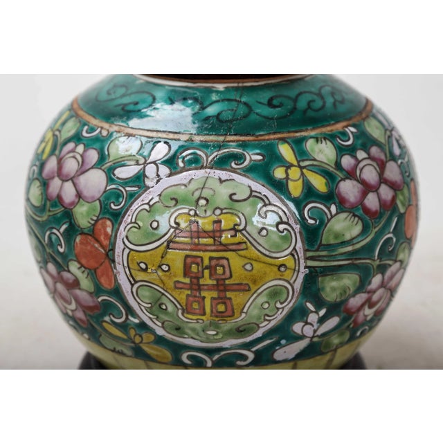 Green 19th Century Antique Asian Porcelain Lamp For Sale - Image 8 of 10
