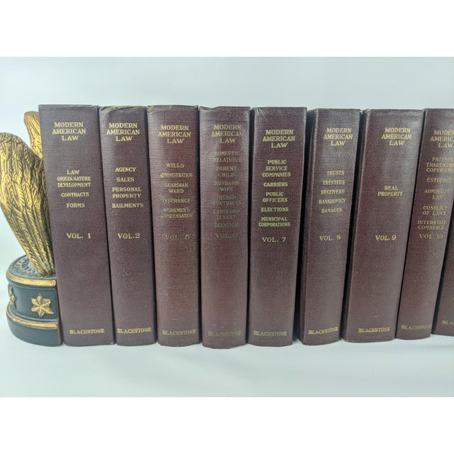 Vintage 1960 Blackstone Modern American Law Books – 14-Volume Burgundy & Gilt Library Set For Sale - Image 13 of 16