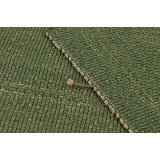 Rug & Kilim's Contemporary Rez Kilim Flatweave Rug With Green Striped Design For Sale - Image 9 of 10