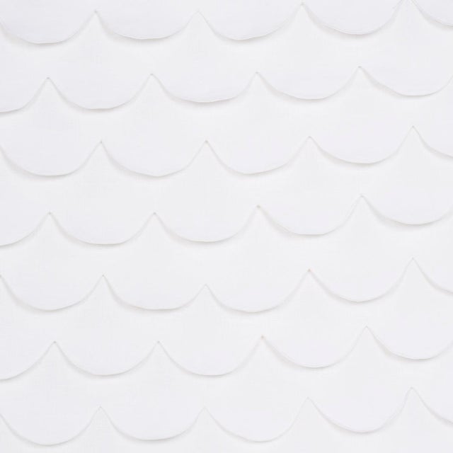 SAMPLE - Schumacher X Studio Bon Prep School Hand Pieced Scallop Fabric In White For Sale