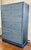 Asian Villa and House Asian Modern Blue Grasscloth Tall Ming Chest of Drawers For Sale - Image 3 of 9