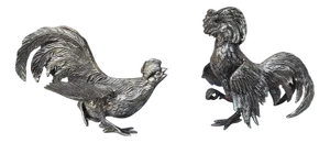 Japanese Hen and Rooster Figurines, 1950s, Set of 2