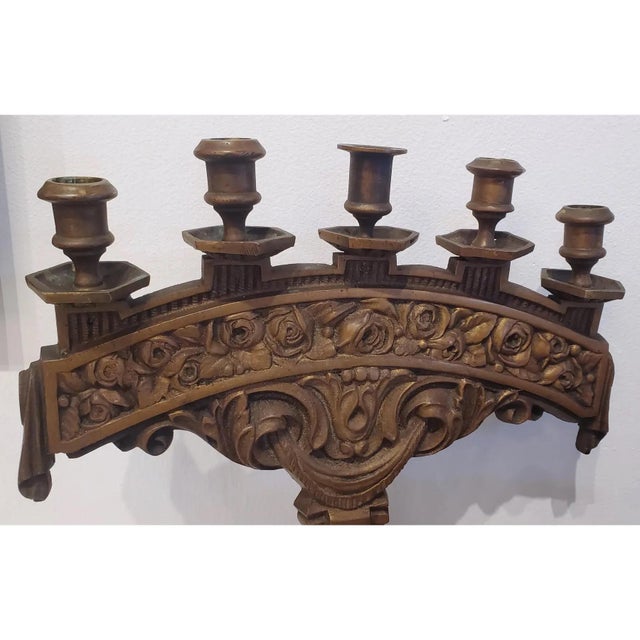 1920s Bronze Candle and Center Piece Set - Set of 3 For Sale - Image 10 of 10