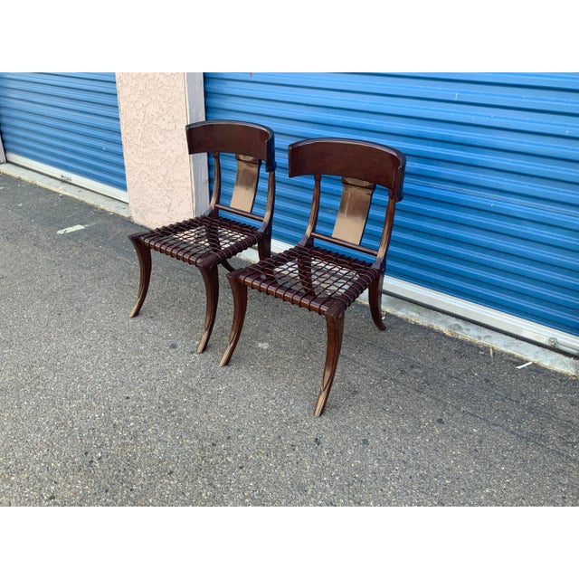 1990s Late 20th Century Style Klismos Chairs With Copper Finish - Set of 2 For Sale - Image 5 of 8