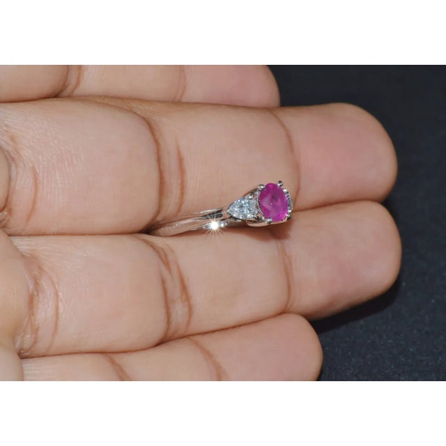 Authentic Tiffany & Co. Natural 1.15Cts VS G Diamond Ruby 950 Platinum Engagement Ring, size 4.75 For Sale - Image 10 of 12