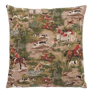 Horse & Hounds Tapestry Cushion With Feather Filler - 46x46cm (18"x18") For Sale