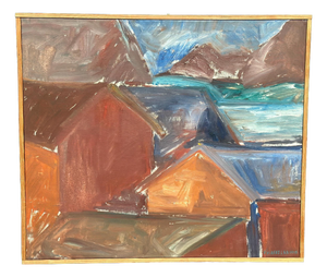 Vivianne Larsson, Bodar, Lofoten, 1950s, Oil Painting on Canvas, Framed