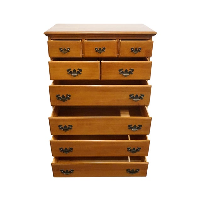 High End Vintage Solid Hard Rock Maple Colonial Early American 33" Chest on Chest 5010 For Sale - Image 4 of 11