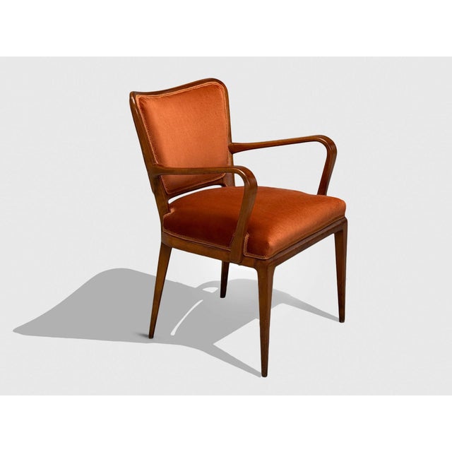 Osvaldo Borsani, Italian Mid-Century Modern, Cherrywood, Velvet, Armchair or Desk Chair, Italy, 1950s An Italian armchair...