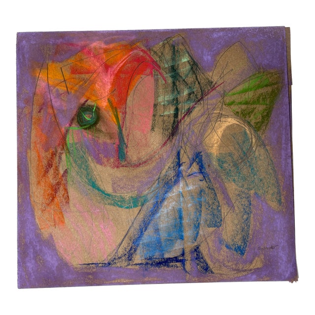 Original Abstract Pastel #2001, in Full Color 15”x14” Unframed, Signed, Erik Sulander For Sale