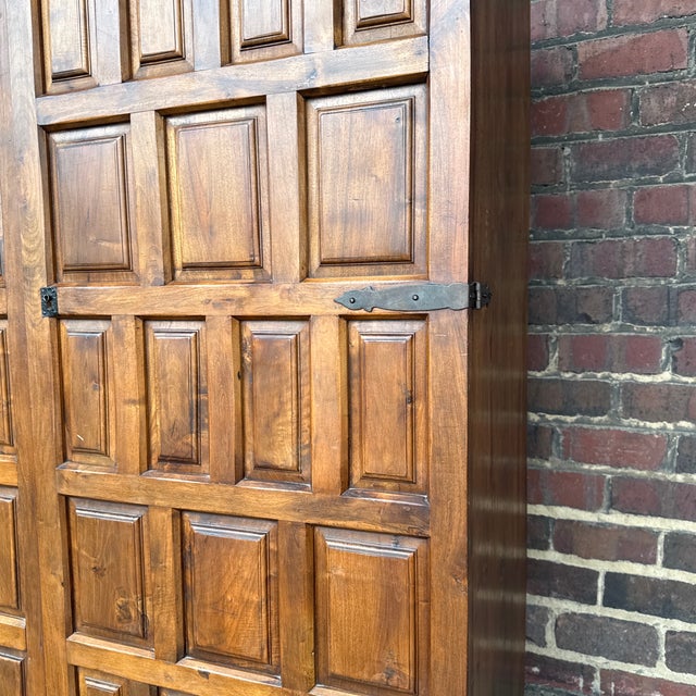 Belgian Brutalist Oak Cabinet W/ Wrought Iron Hinges – Paneled Doors, 62.75”h For Sale In Cleveland - Image 6 of 11