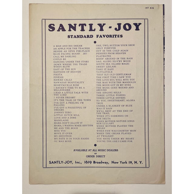 1944 Sailors Bell Bottom Trousers Sheet Music for Framing For Sale - Image 4 of 4