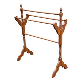 Late 20th Century Victorian Style Carved Mahogany Quilt Rack For Sale