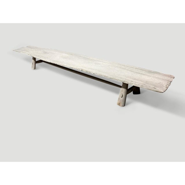 Andrianna Shamaris Super Rare Monumental Teak Wood Bench For Sale - Image 16 of 18