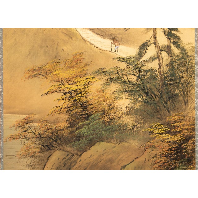 "Four Seasons", 1960s Showa Era Japanese Painted Silk Byobu Screen For Sale - Image 11 of 18