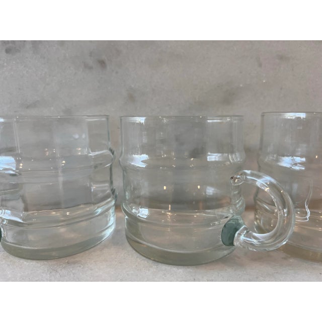 Mid-Century Modern Vintage 1970s Hand Blown Glass Punch Cups in Bamboo Pattern - Set of 4 For Sale - Image 3 of 9