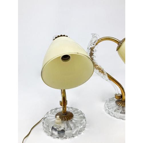 Mid-Century Modern Brass and Glass Table Lamp, 1950s, Set of 2 For Sale - Image 4 of 10
