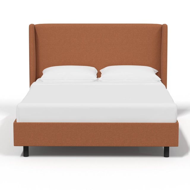 Traditional Jordan Twin Wingback Platform Bed in Zuma Terracotta For Sale - Image 3 of 5